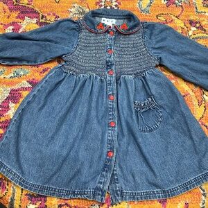 Vintage blue rainbow tag Gymboree long sleeve button up Denim with red Accents